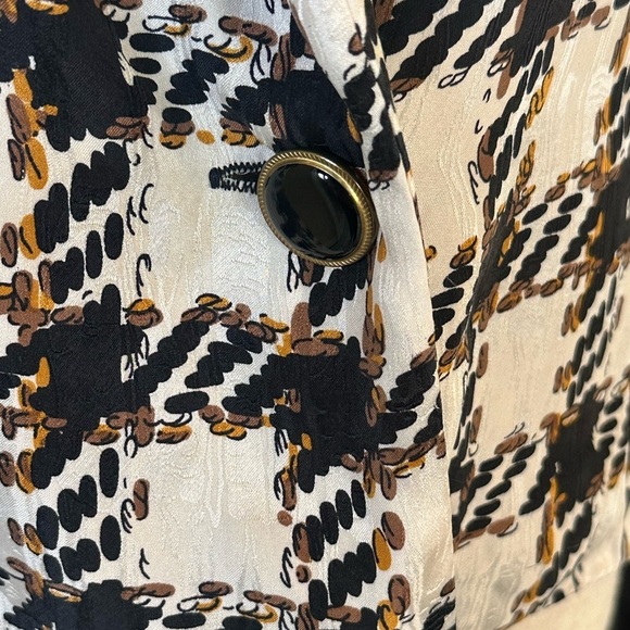 Vintage 80s 100% Silk Houndstooth Blazer Jacket, Size 10 - Picture 7 of 11